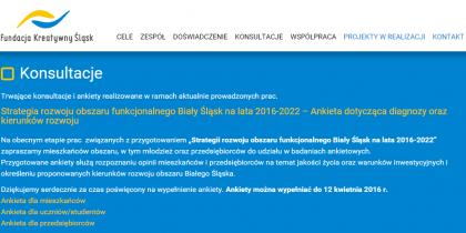 „Strategia rozwoju obszaru funkcjonalnego Biały Śląsk na lata 2016 - 2022”.