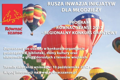 Rusza inwazja inicjatyw dla młodzieży - program 'równać szanse 2012 - regionalny konkurs grantowy'