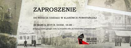 Zaproszenie do wzięcia udziału w IV edycji klasówki powstańczej - 20 marca 2019 r.