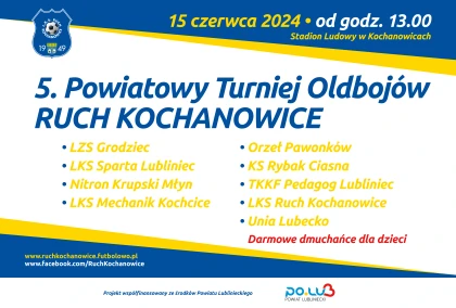 Serdecznie zapraszamy wszystkich chętnych do kibicowania piłkarzom w Powiatowym Turnieju Oldbojów Ruch Kochanowice