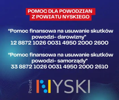 Powiat Lubliniecki w ramach akcji „POWIATY POWIATOM – Solidarni z powiatami dotkniętymi powodzią” kieruje swoją pomoc do Powiatu Nyskiego, który został dotknięty skutkami powodzi w województwie opolskim